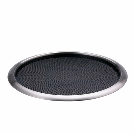 SERVICE IDEAS Tray with Removable Insert, 14 Round, Stainless Steel , Brushed TR1614RI